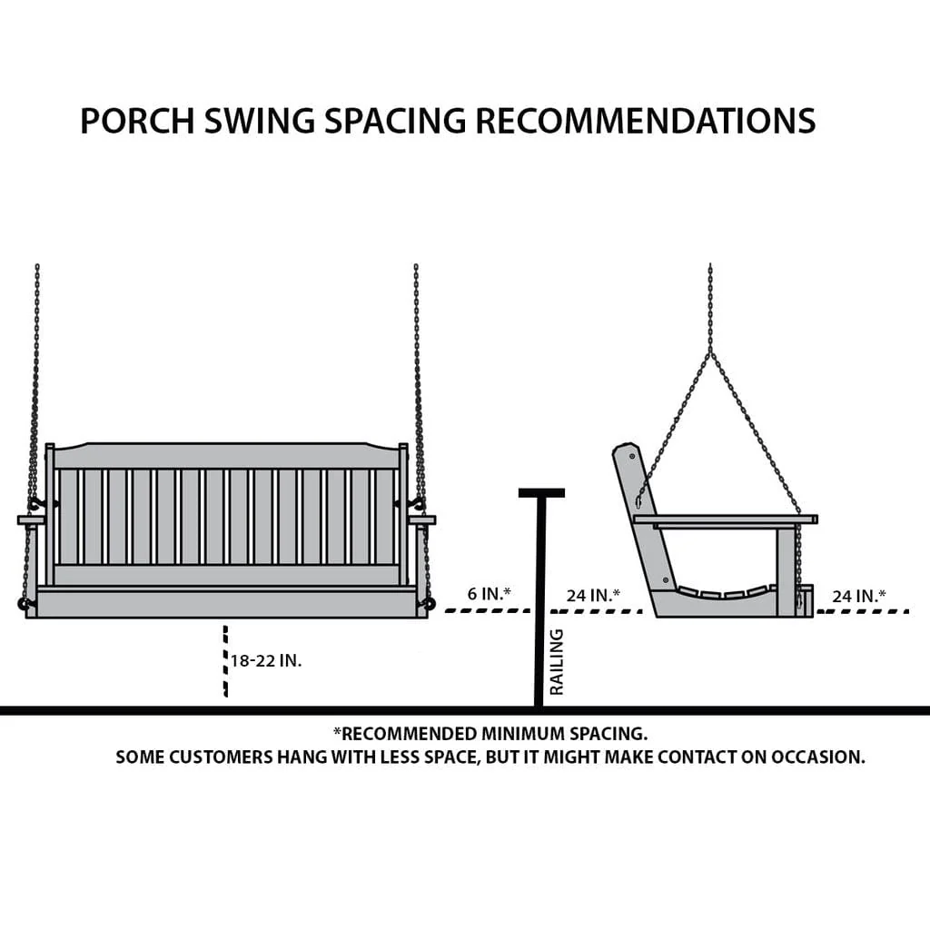 SimplyPoly 5 Foot Amish Made Classic Recycled Plastic Porch Swing, Tudor Brown - Image 25