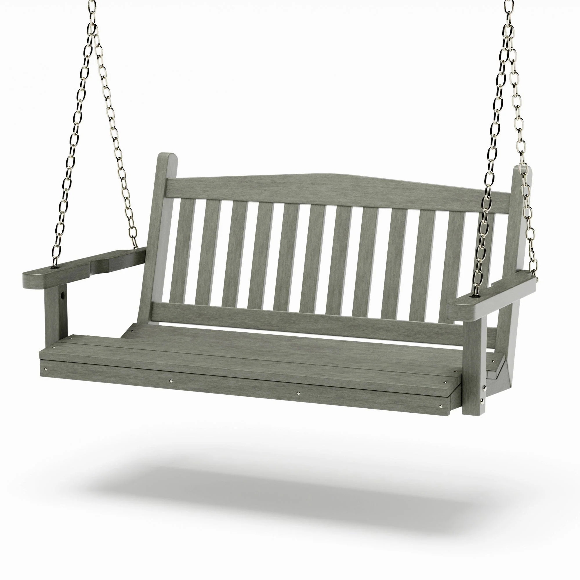 SimplyPoly 5 Foot Amish Made Mission Recycled Plastic Porch Swing, Driftwood Grey Wood Grain - Image 11