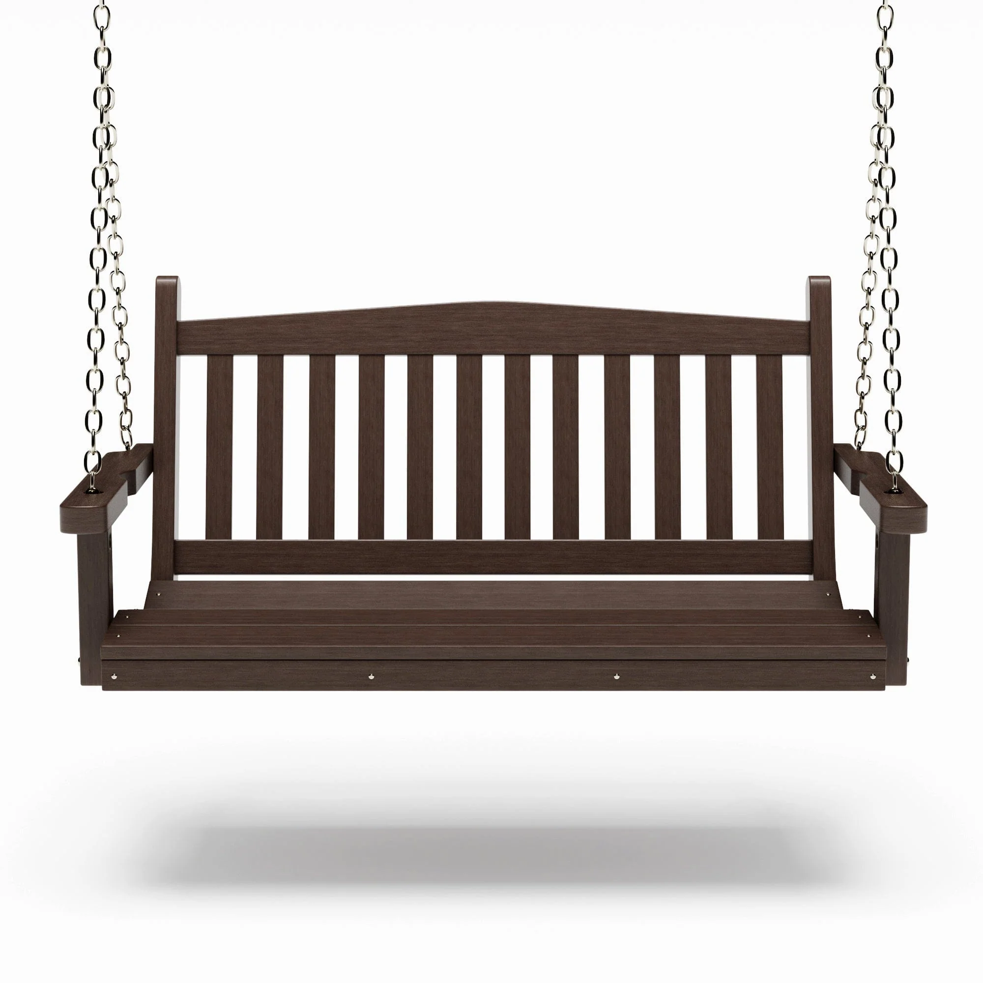 SimplyPoly 5 Foot Amish Made Mission Recycled Plastic Porch Swing, Natural Teak Wood Grain - Image 11