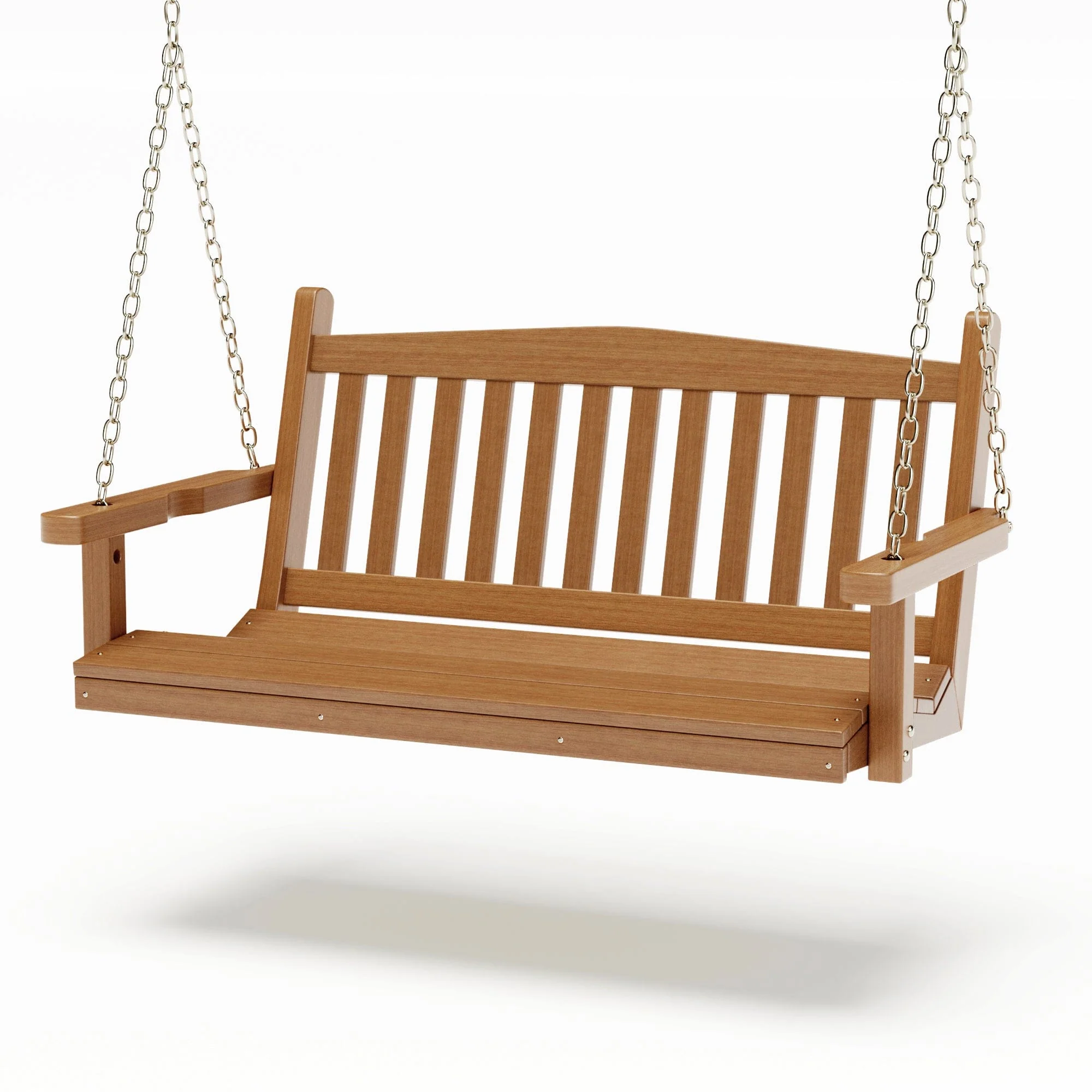 SimplyPoly 5 Foot Amish Made Mission Recycled Plastic Porch Swing, Weathered Wood - Image 10