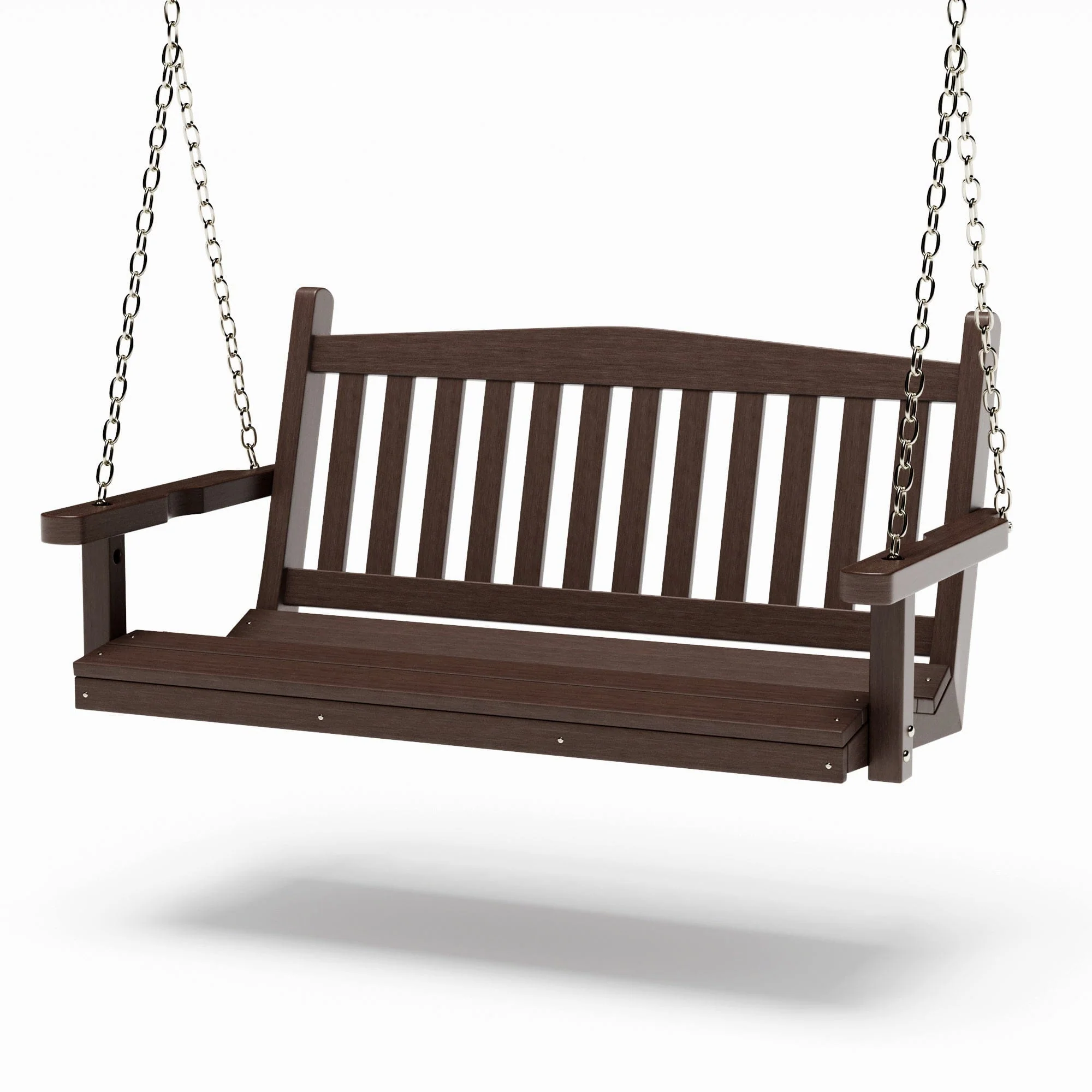 SimplyPoly 5 Foot Amish Made Mission Recycled Plastic Porch Swing, Weathered Wood - Image 17