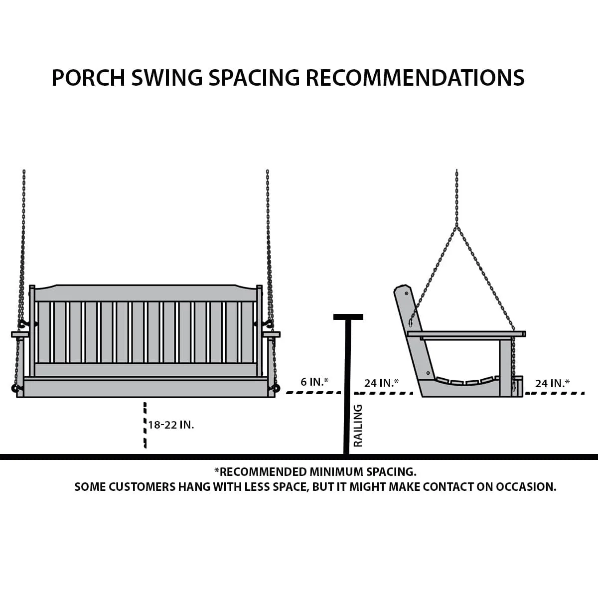 SimplyPoly 5 Foot Amish Made Signature Recycled Plastic Porch Swing, Brazilian Walnut Wood Grain - Image 24
