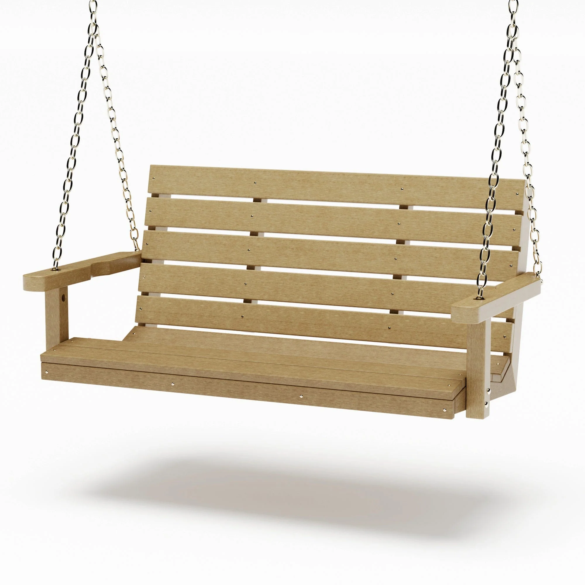 SimplyPoly 5 Foot Amish Made Signature Recycled Plastic Porch Swing, Natural Teak Wood Grain - Image 3
