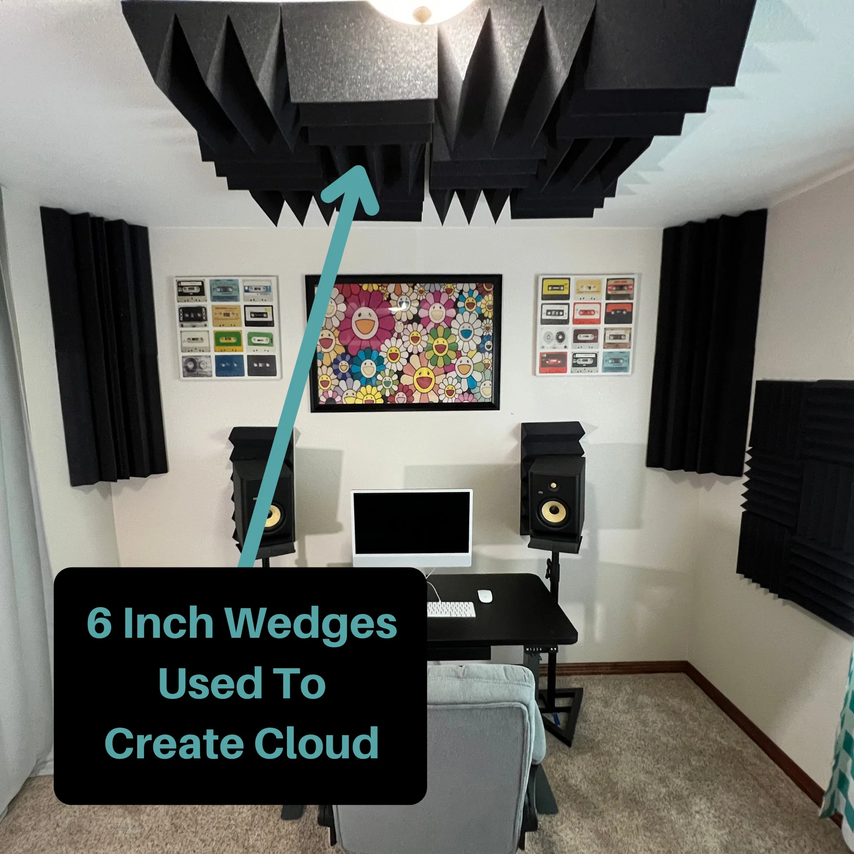 Six Inch Acoustic Foam Wedge Panels - 12x12x6" - Image 4