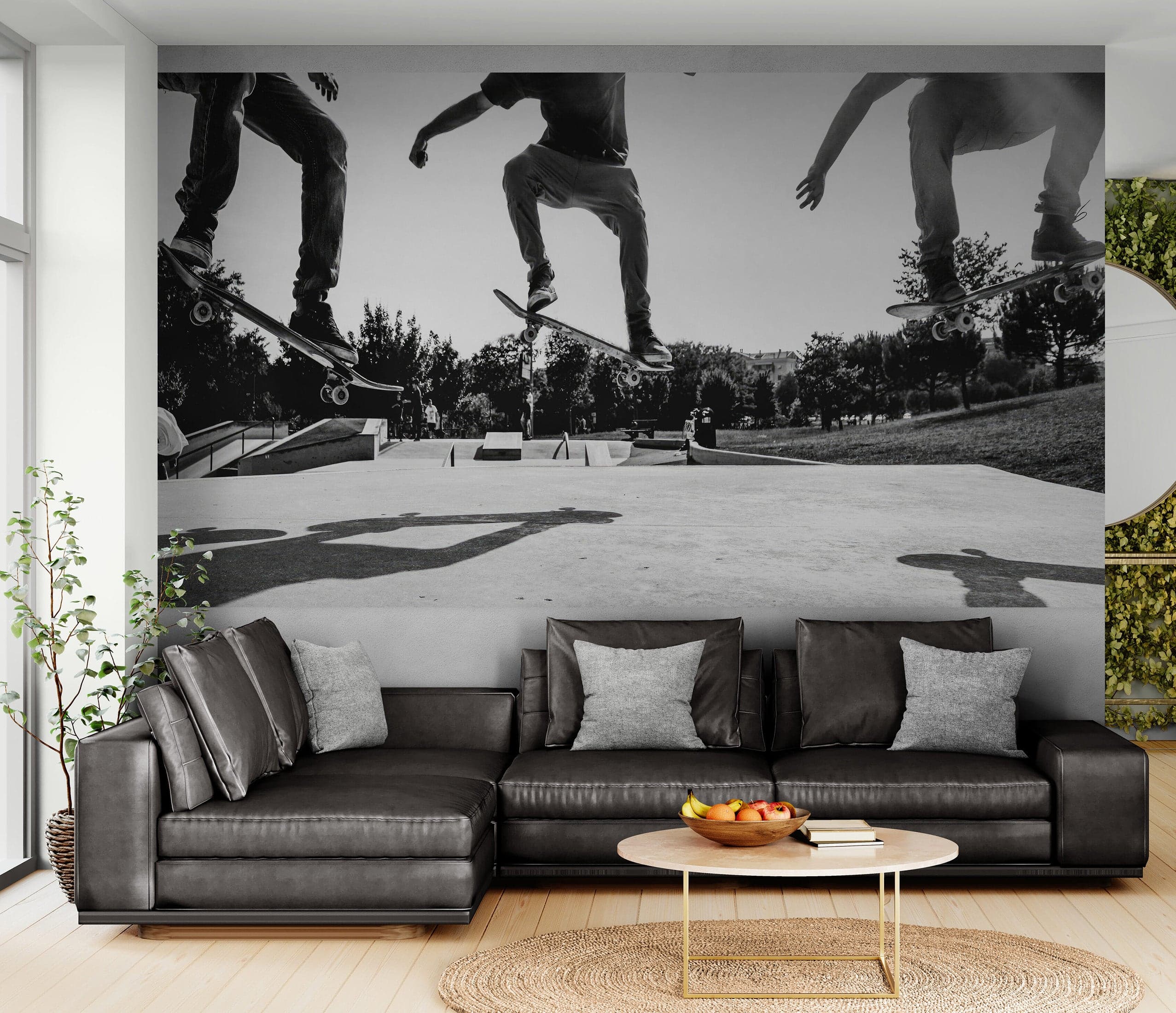 Skateboard Urban Park. Black and White Wall Mural. #7056 - Image 3