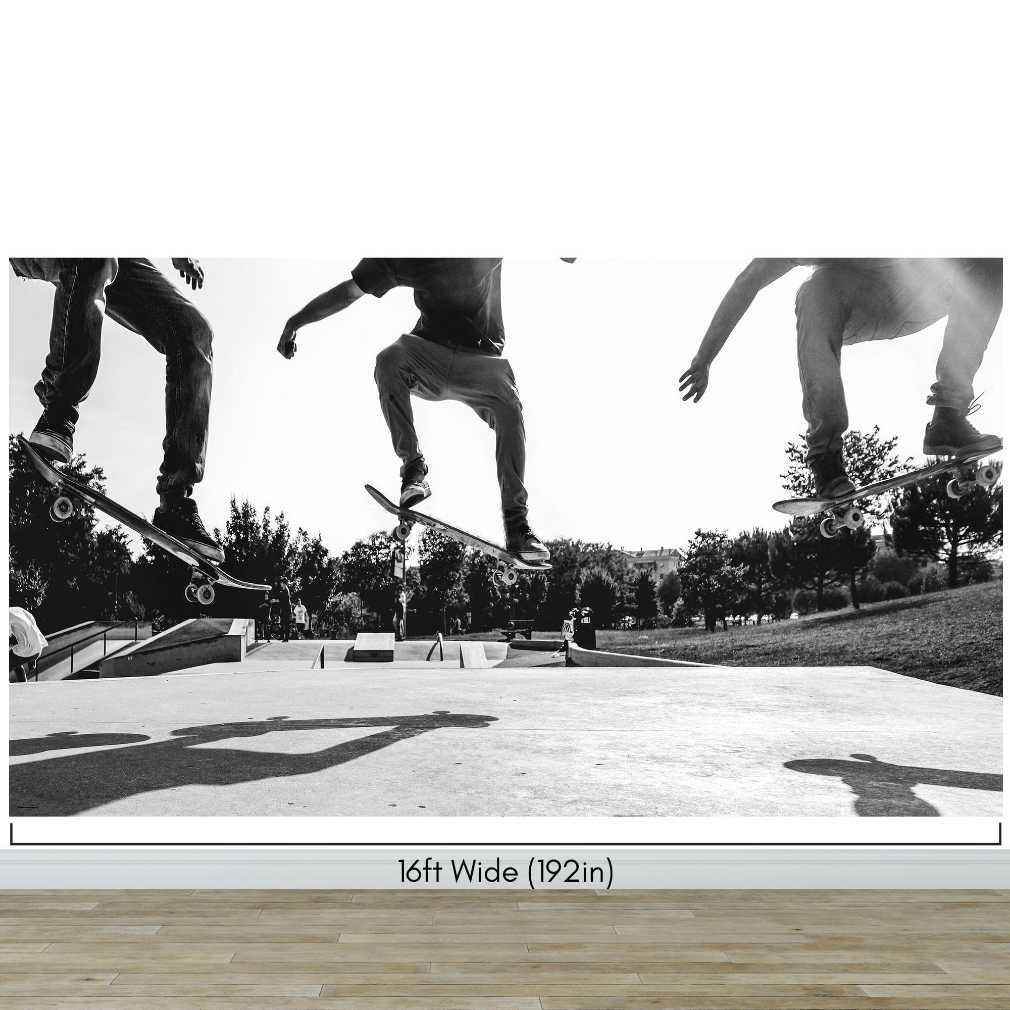Skateboard Urban Park. Black and White Wall Mural. #7056 - Image 6