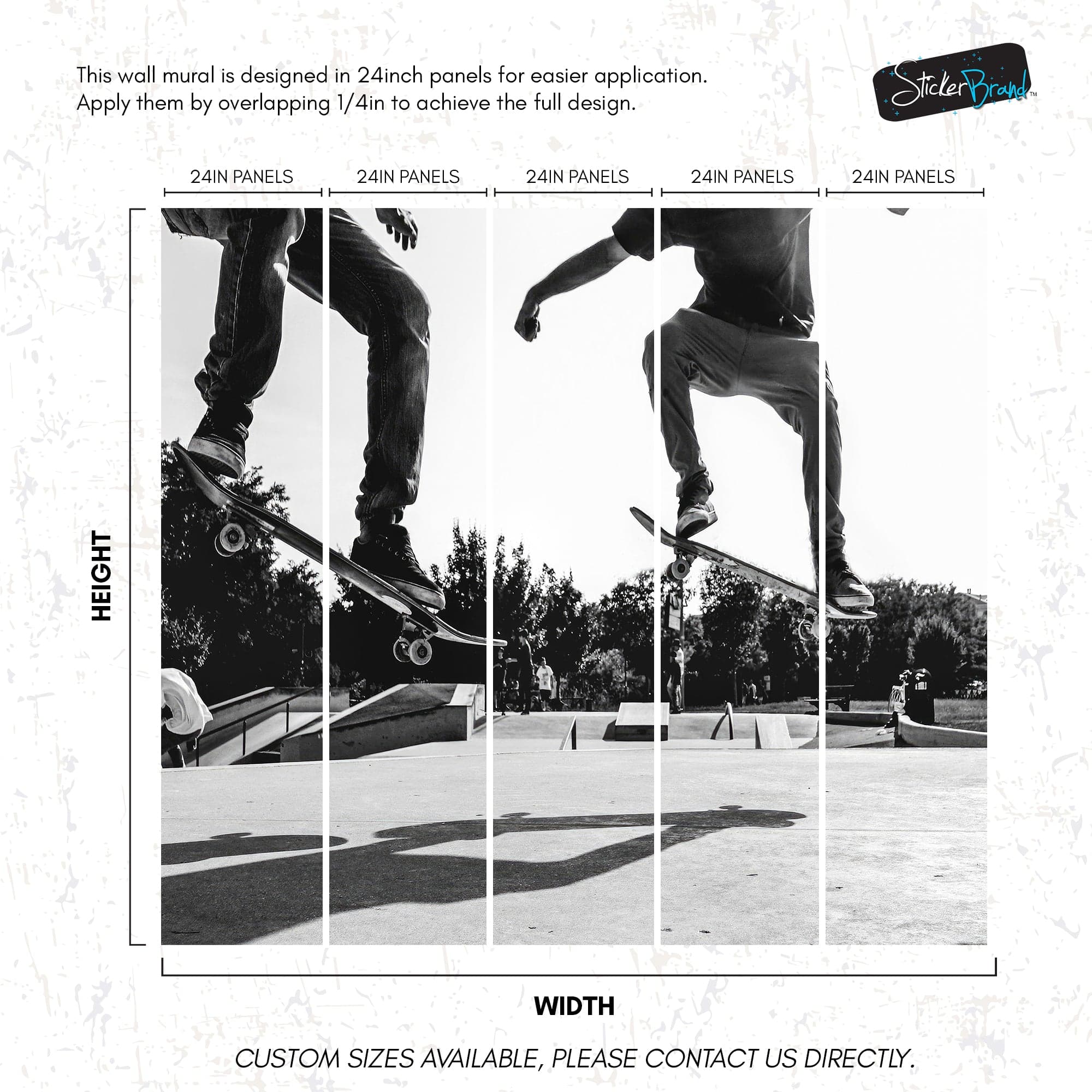 Skateboard Urban Park. Black and White Wall Mural. #7056 - Image 8