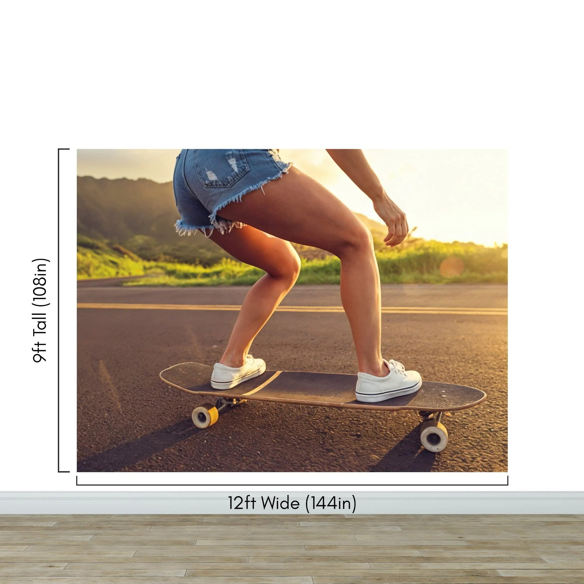 Skater Girl Wallpaper. Tropical Vibe Wall Mural. #7055 - Image 10
