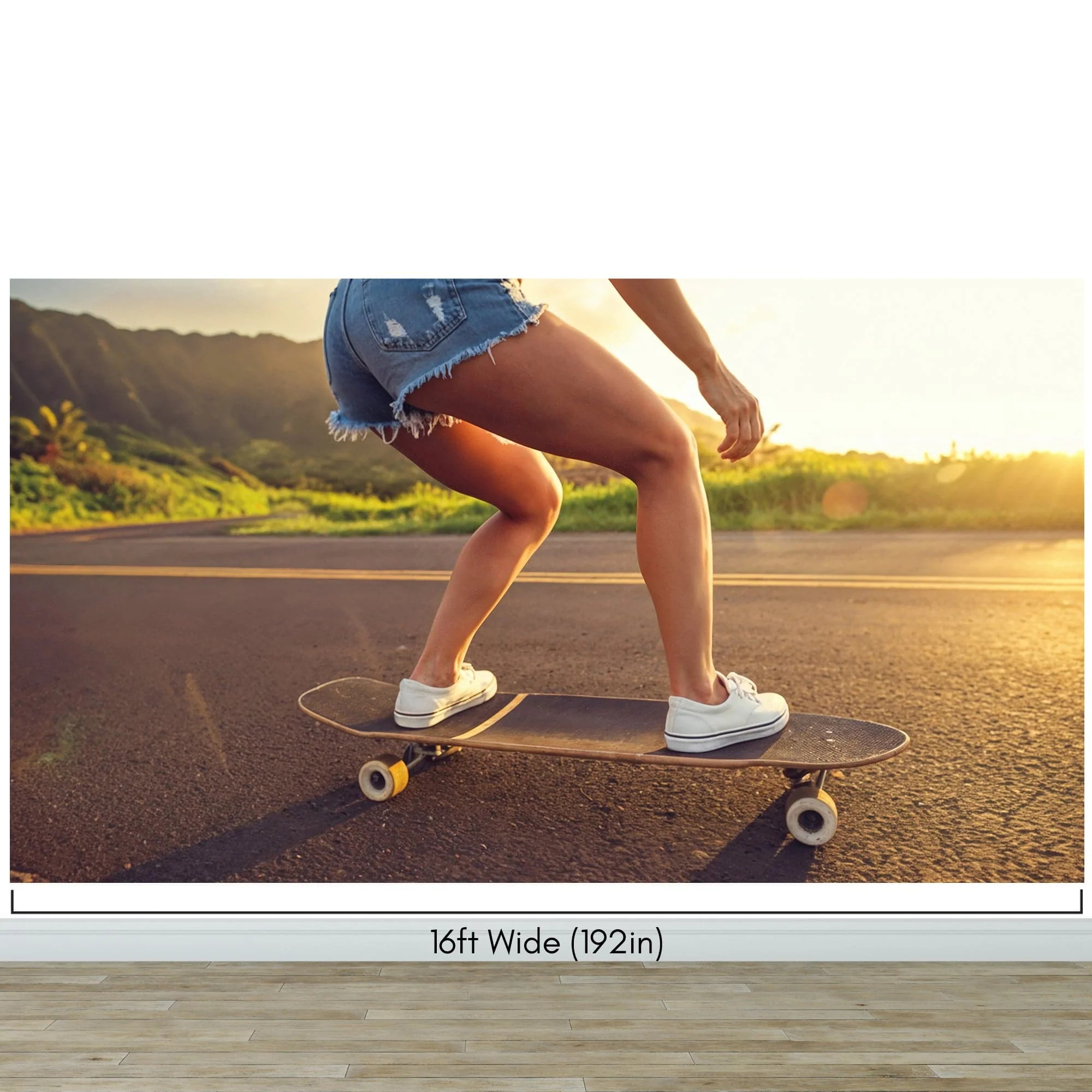Skater Girl Wallpaper. Tropical Vibe Wall Mural. #7055 - Image 11