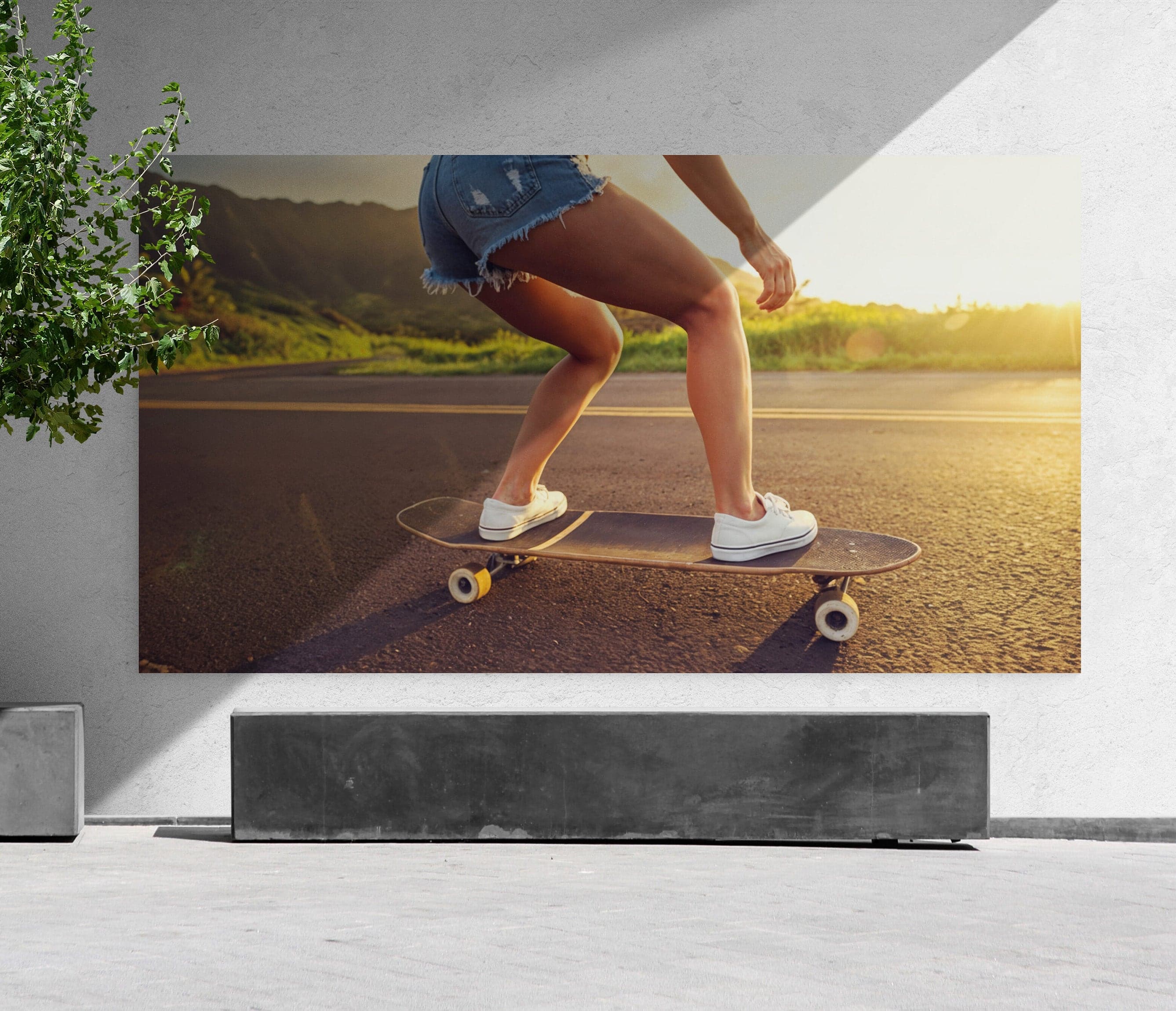 Skater Girl Wallpaper. Tropical Vibe Wall Mural. #7055 - Image 3