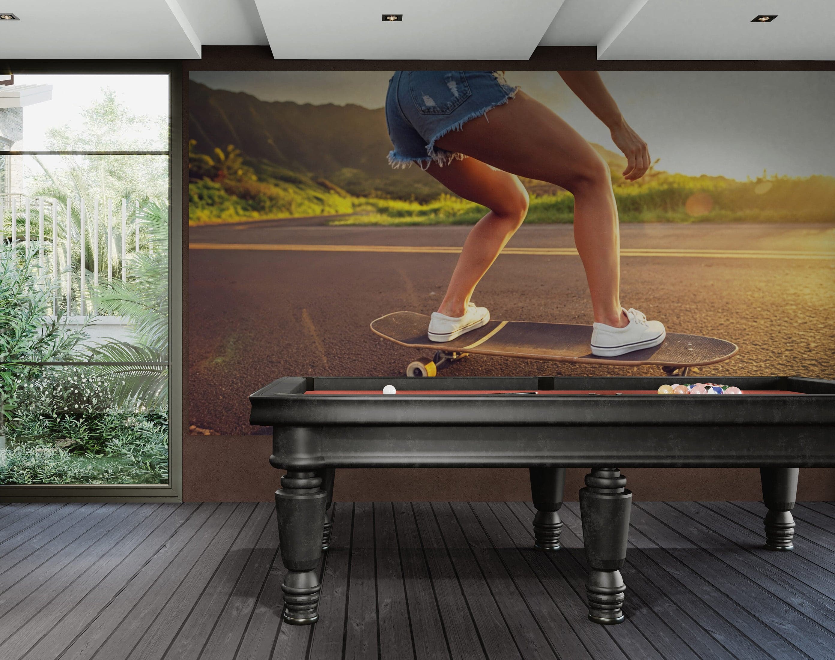 Skater Girl Wallpaper. Tropical Vibe Wall Mural. #7055 - Image 5