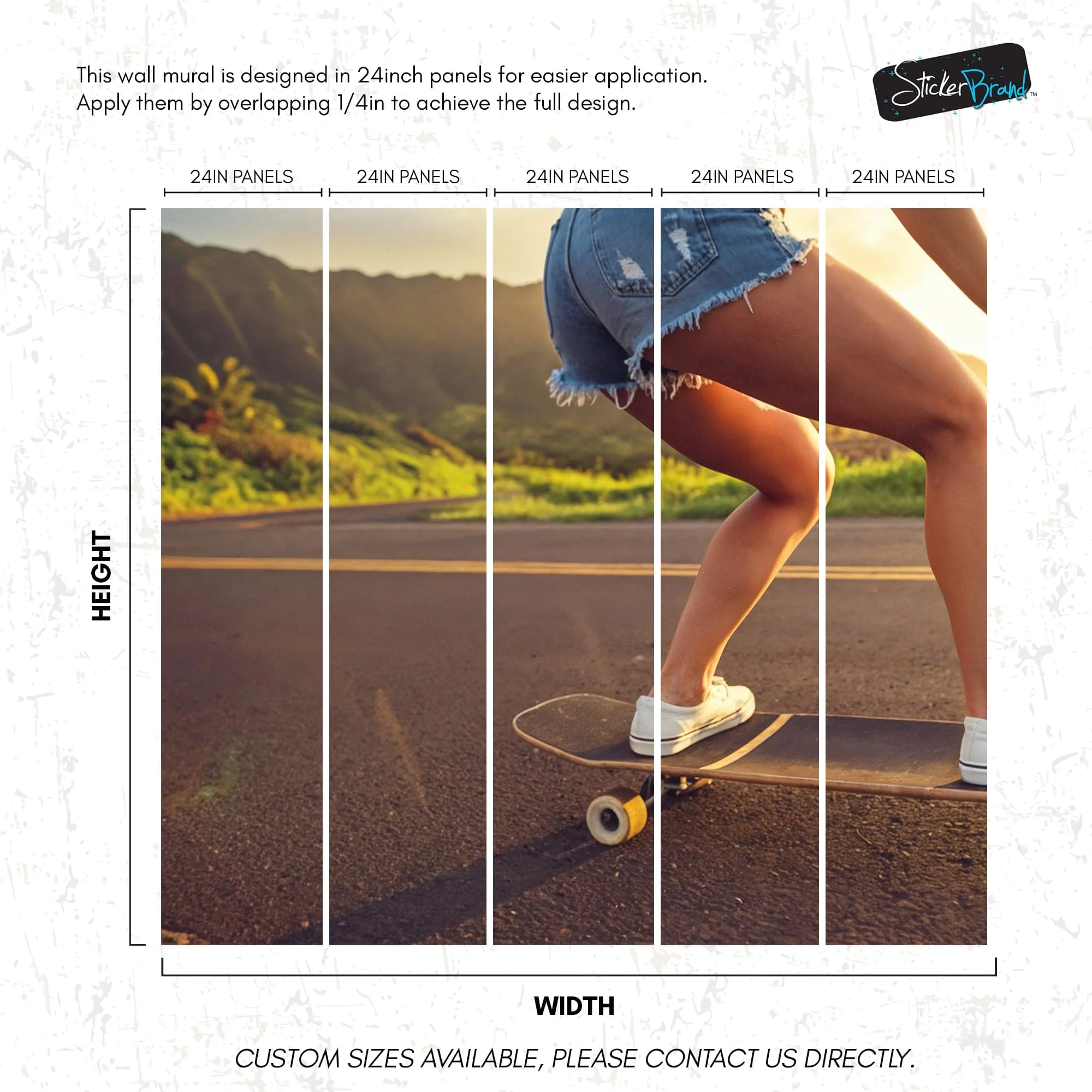 Skater Girl Wallpaper. Tropical Vibe Wall Mural. #7055 - Image 6