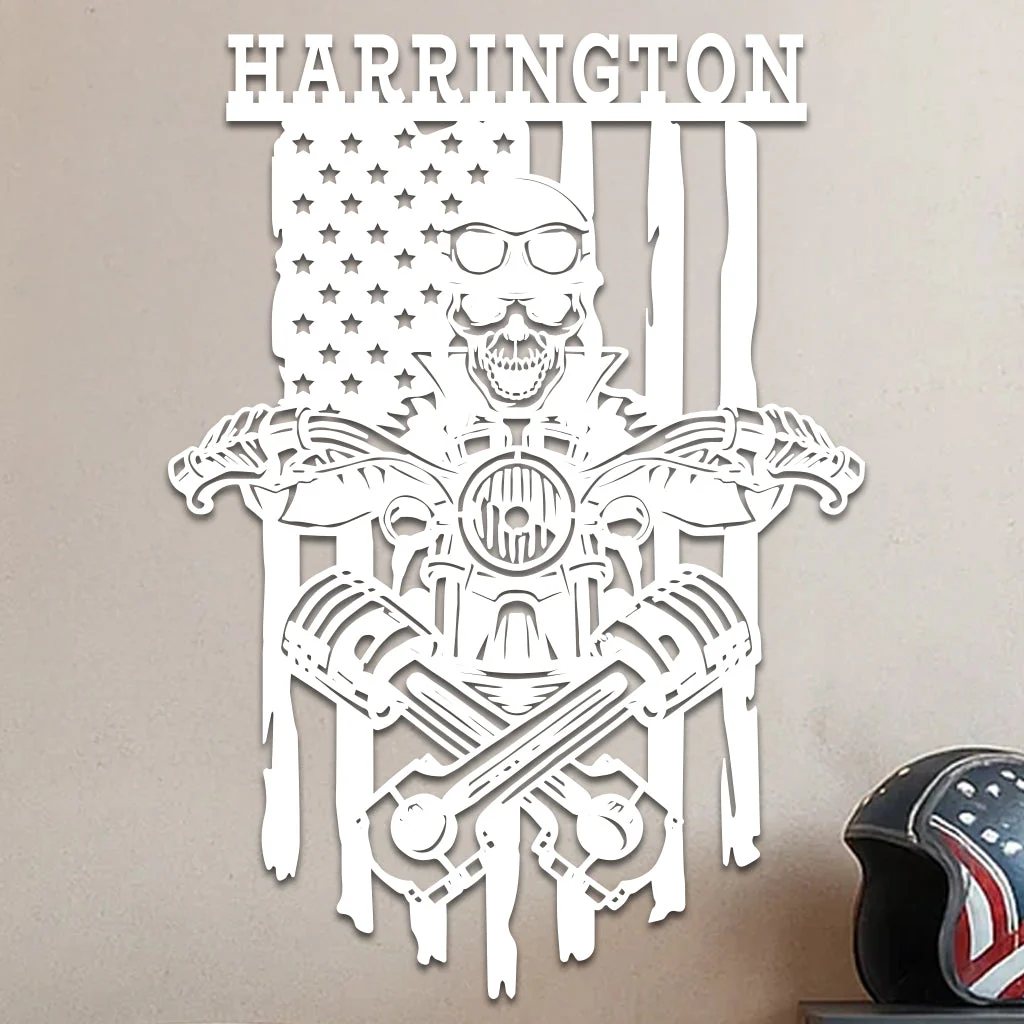 Skeleton On a Motorcycle Sign w Name - Image 2