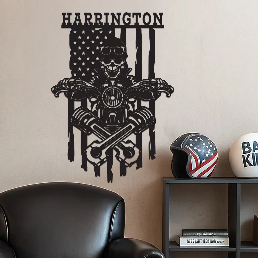 Skeleton On a Motorcycle Sign w Name - Image 3