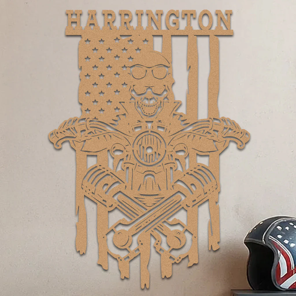 Skeleton On a Motorcycle Sign w Name - Image 4