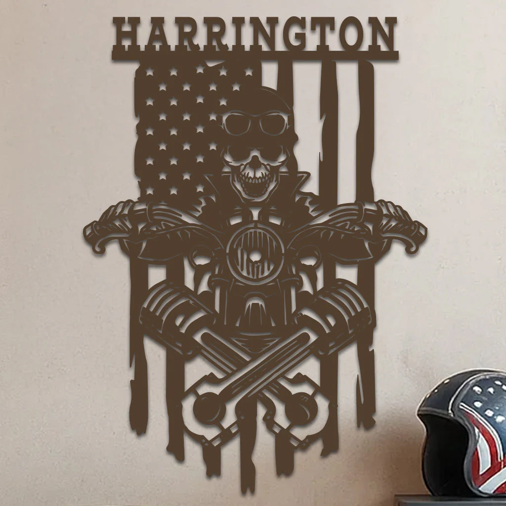 Skeleton On a Motorcycle Sign w Name - Image 6