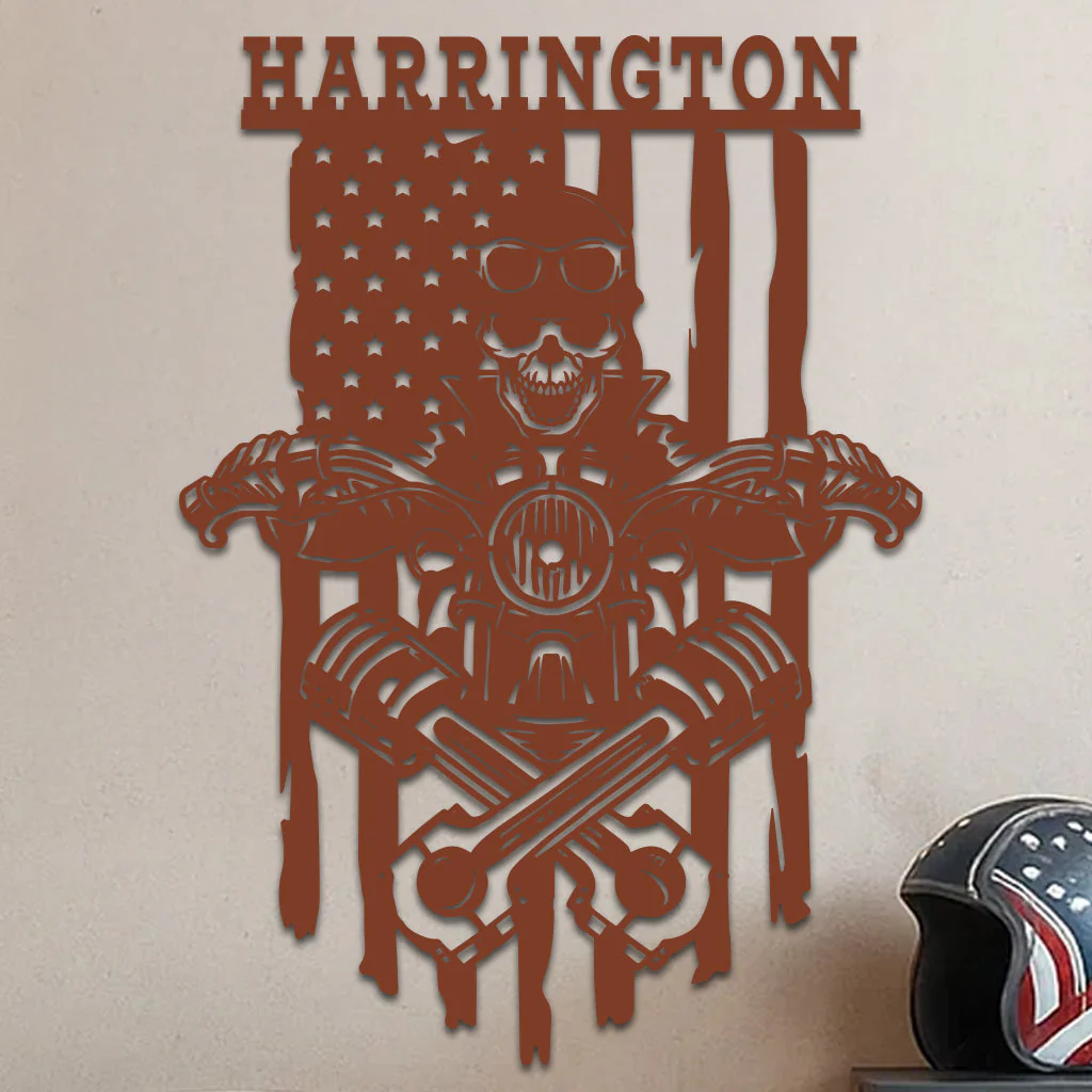 Skeleton On a Motorcycle Sign w Name - Image 7
