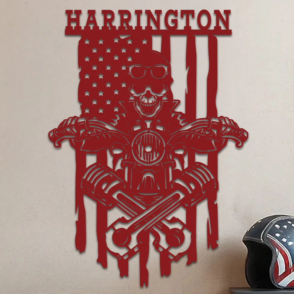 Skeleton On a Motorcycle Sign w Name - Image 9