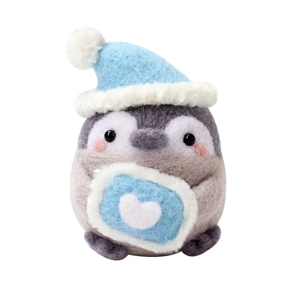Sleepy Penguin Needle Felting Kit. Wizardi DIY Wool Craft Kit F07N8-W115 - Image 2