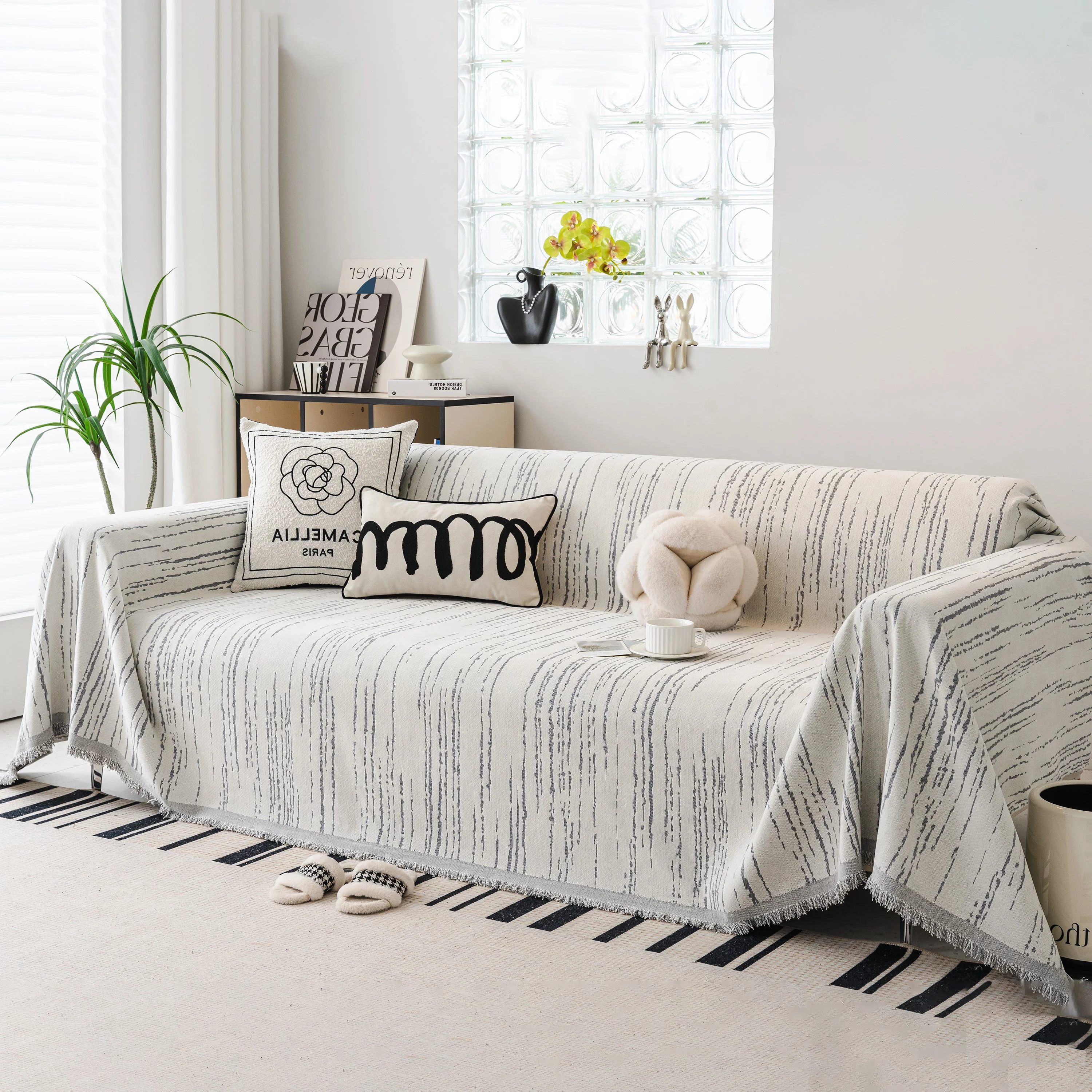 Slip Covers for Sofas, Sofa Throw Cover Soft Chenille Sofa Bed Cover, L Shaped Sectional Couch Covers - Image 90