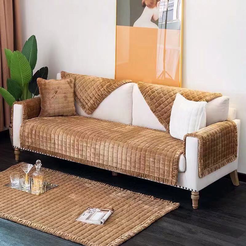 Slipcover KAS Plush Sofa Towel Enhances Living Room Decor with Non-Slip Protection for Furniture - Image 3