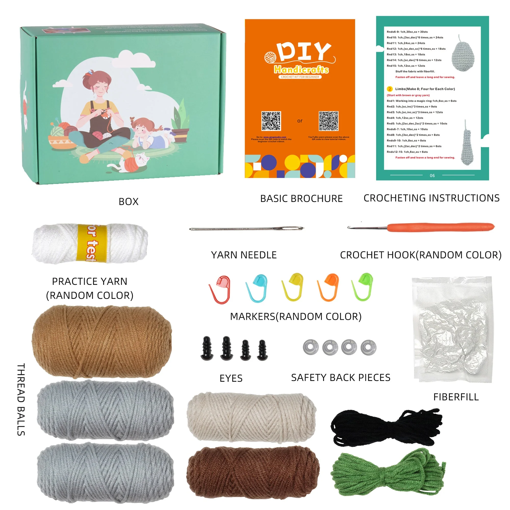 Sloth and Koala Amigurumi DIY Crochet Kit Wizardi F07N8-M207 - Image 6