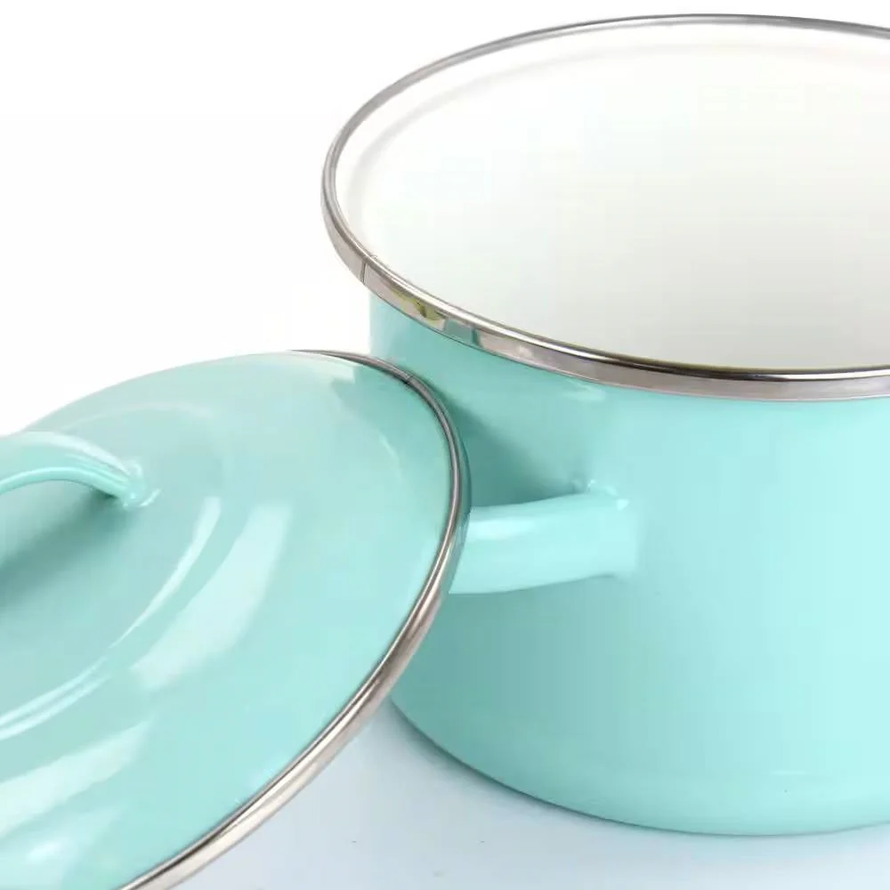 Small 1-Quart Turquoise Enameled Steel Dutch Oven with Lid - Image 2