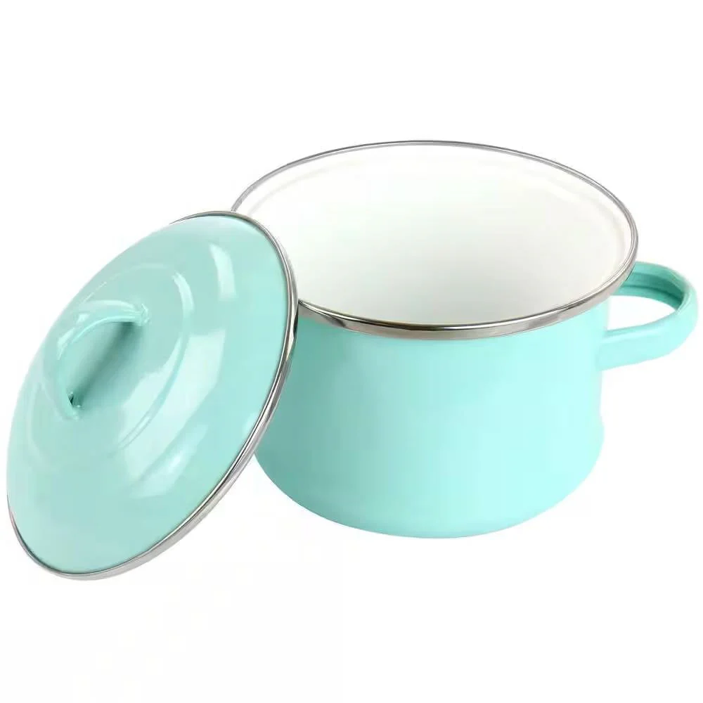 Small 1-Quart Turquoise Enameled Steel Dutch Oven with Lid - Image 3