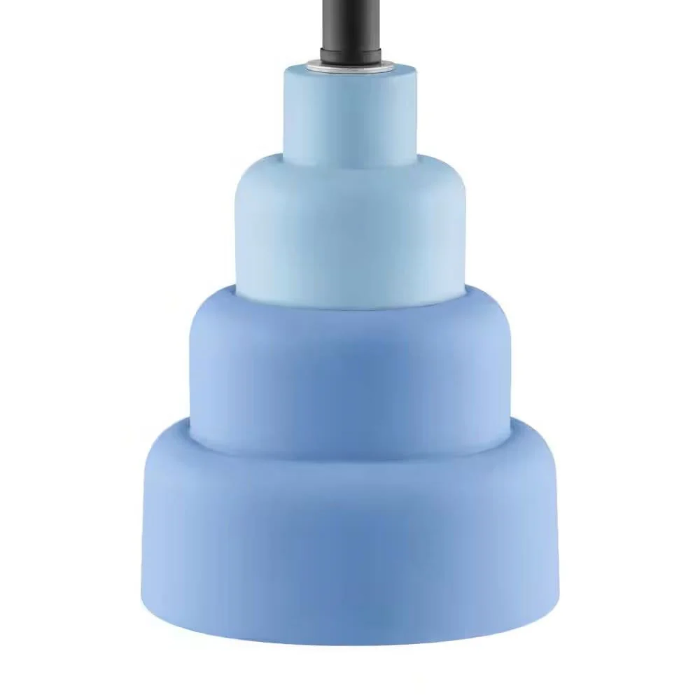 Small Blue Desk Light Table Lamp with White Fabric Shade for Bedside Nightstand - Image 5