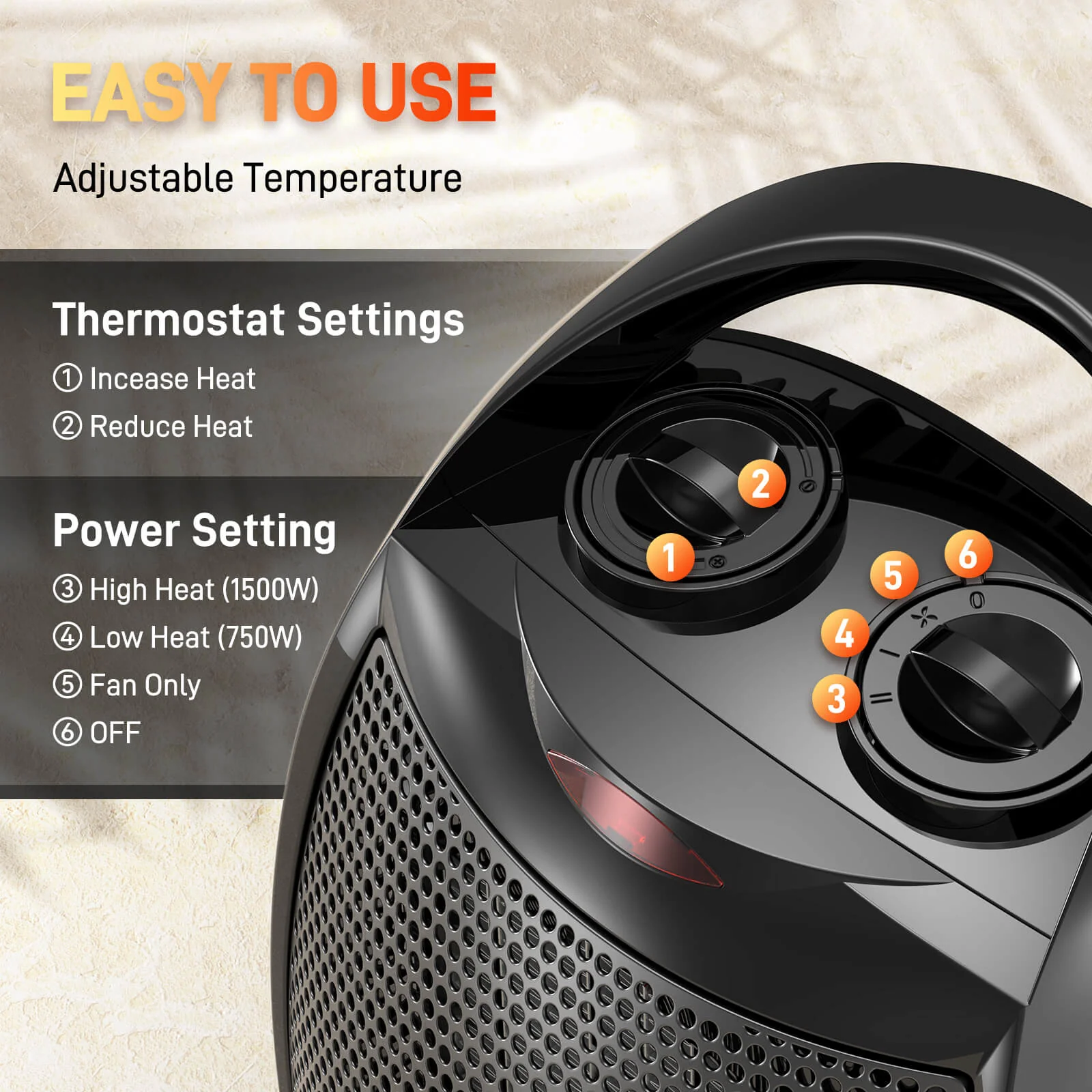Small Electric Space Heater H56902X - Image 6