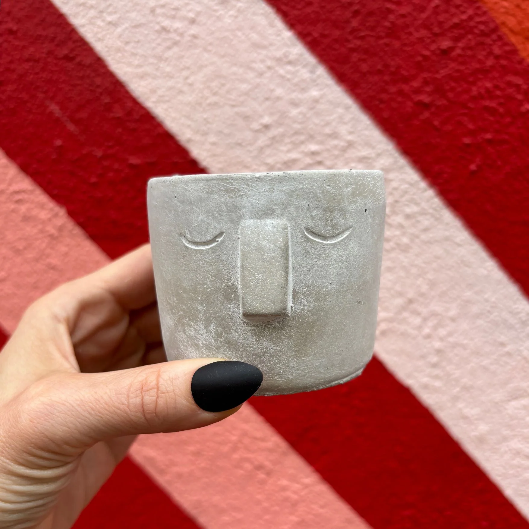 Small Face Pot | Decorative Cement Planter | 3" x 2.5" - Image 3