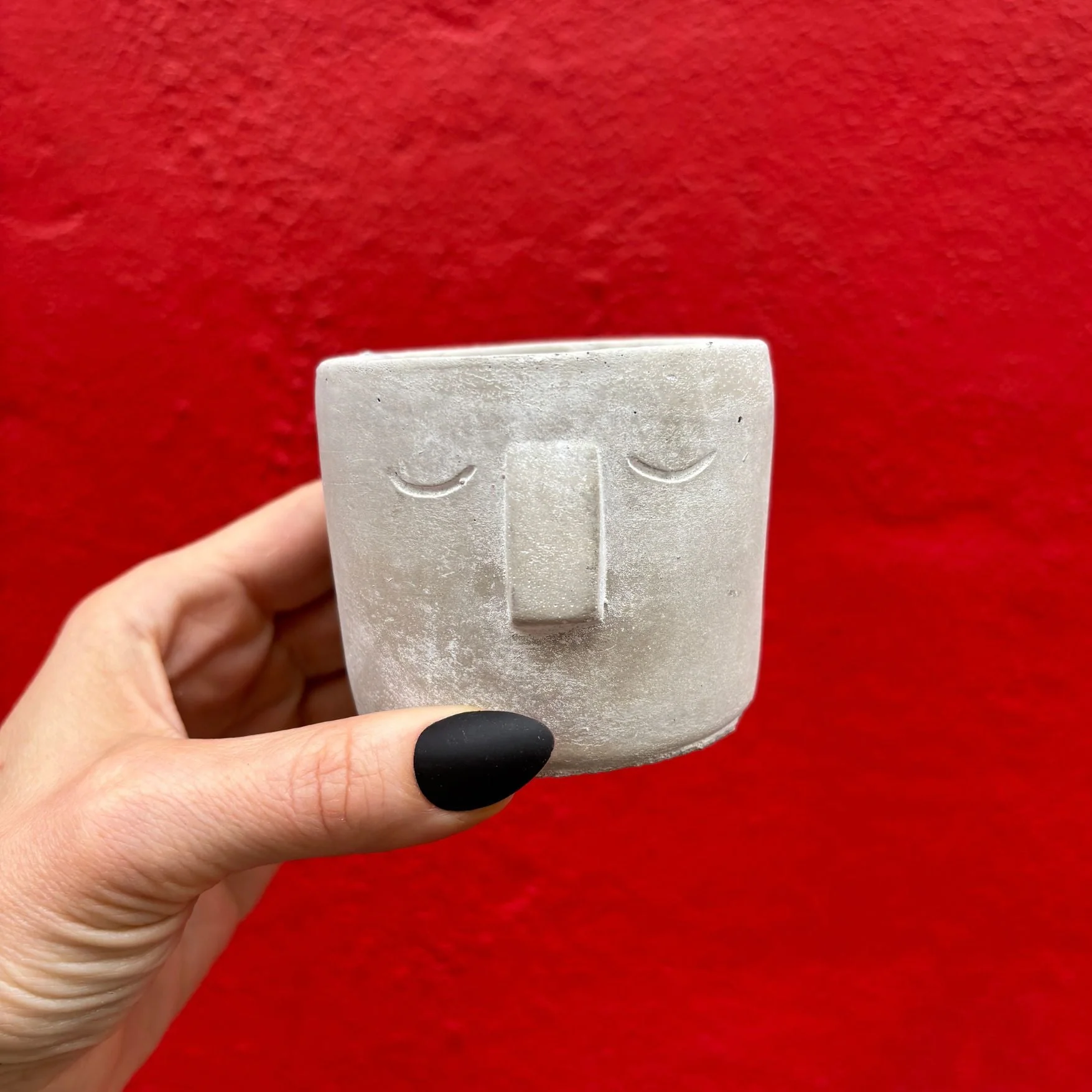 Small Face Pot | Decorative Cement Planter | 3" x 2.5" - Image 4