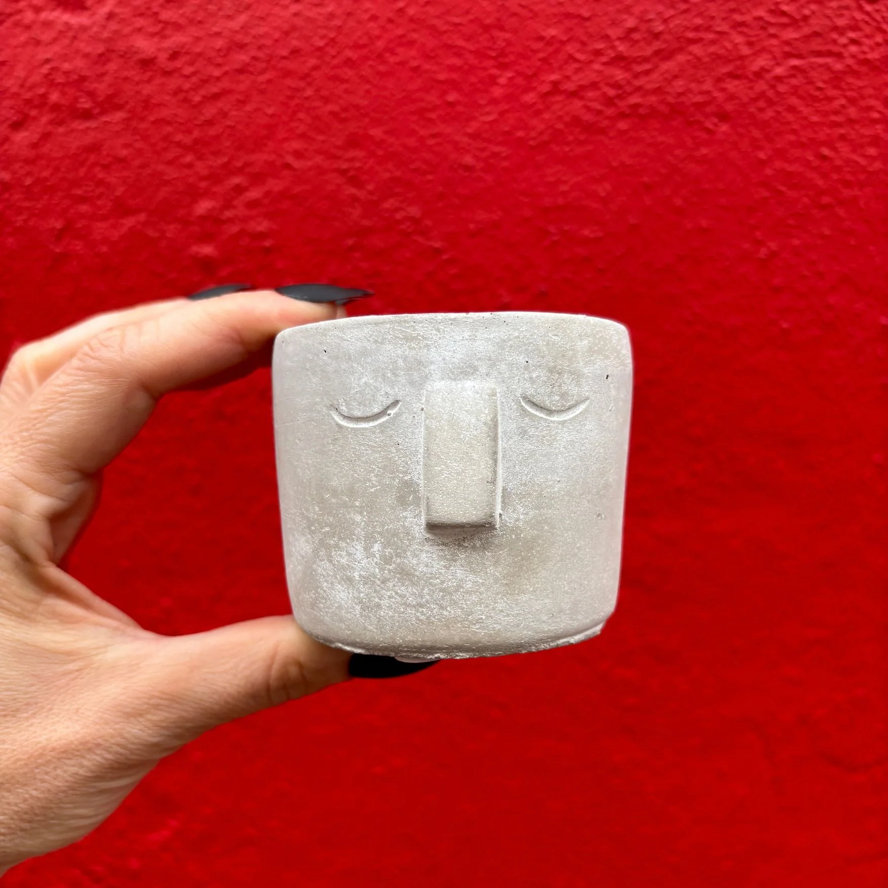 Small Face Pot | Decorative Cement Planter | 3" x 2.5" - Image 6
