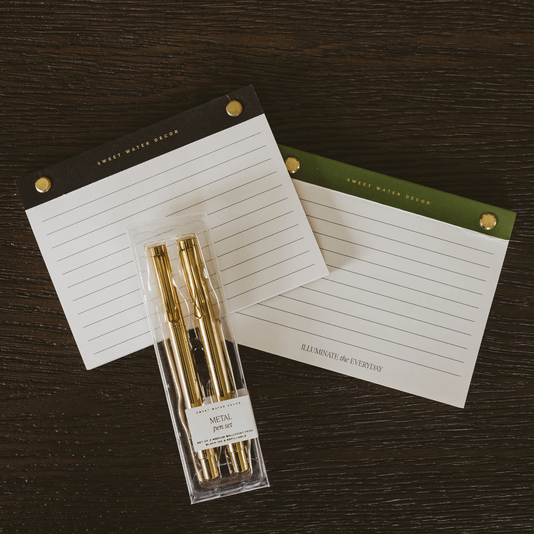 Small Green Gold Rivet Basic Notepad - Image 2