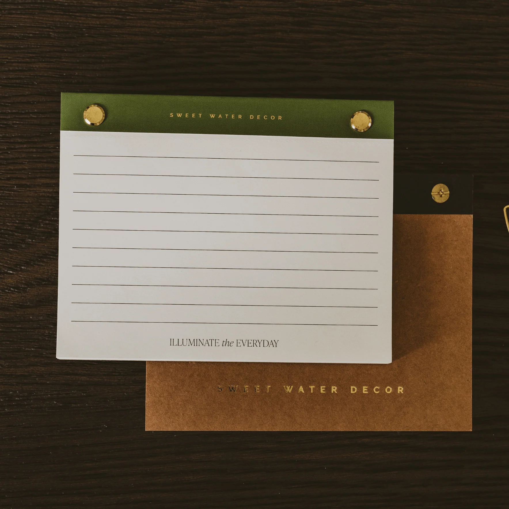 Small Green Gold Rivet Basic Notepad - Image 3