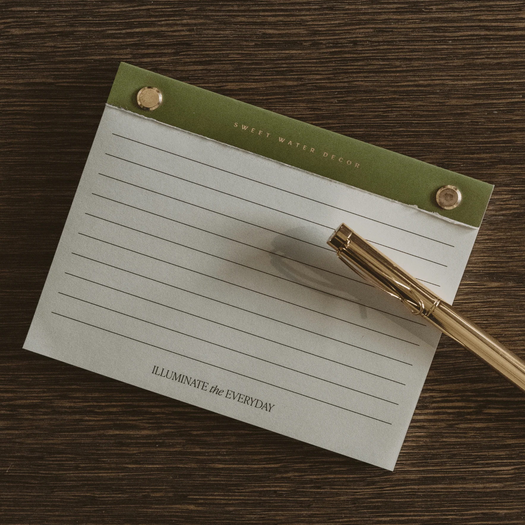 Small Green Gold Rivet Basic Notepad - Image 4