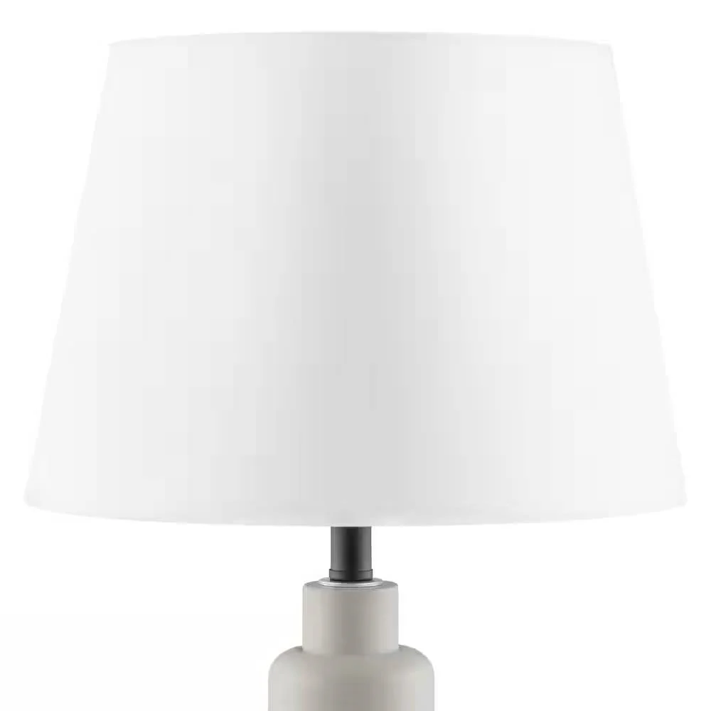 Small Grey Desk Light Table Lamp with White Fabric Shade for Bedside Nightstand - Image 4