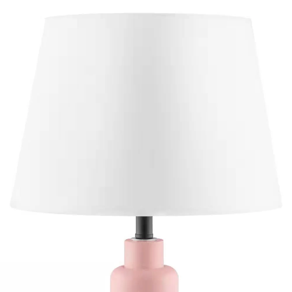 Small Pink Desk Light Table Lamp with White Fabric Shade for Bedside Nightstand - Image 4