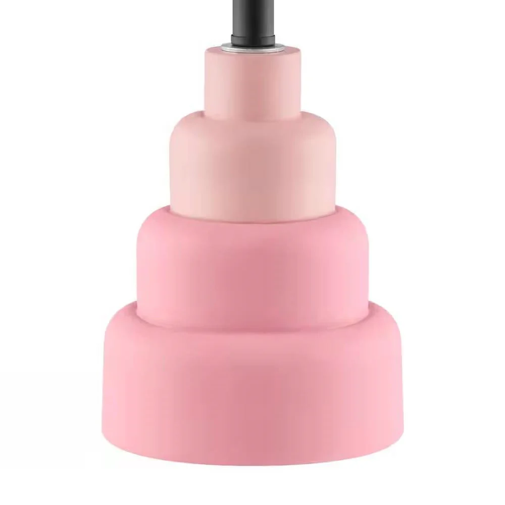 Small Pink Desk Light Table Lamp with White Fabric Shade for Bedside Nightstand - Image 5