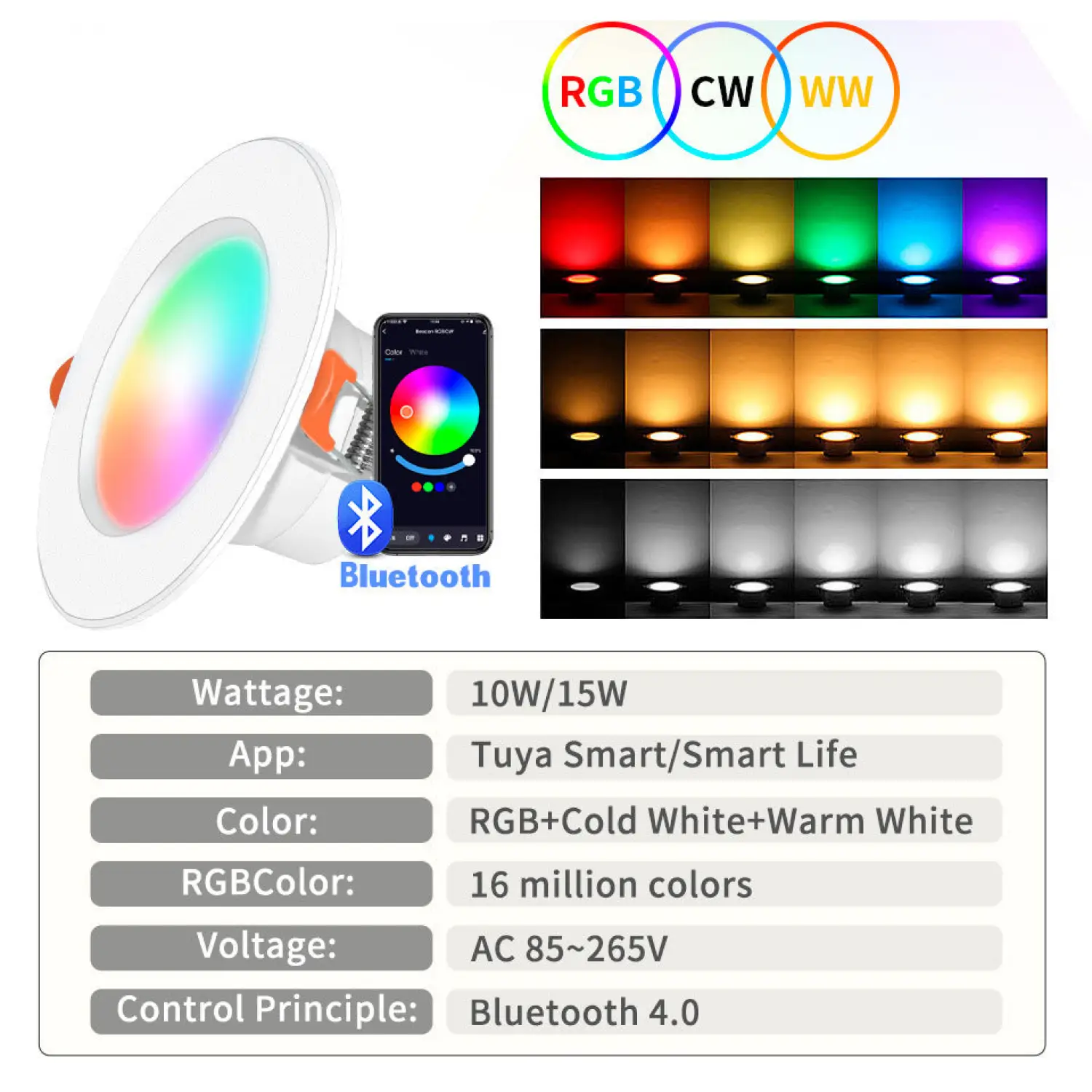 Smart RGB Bluetooth Ceiling Light 10W/15W with Tuya App Control - Image 5