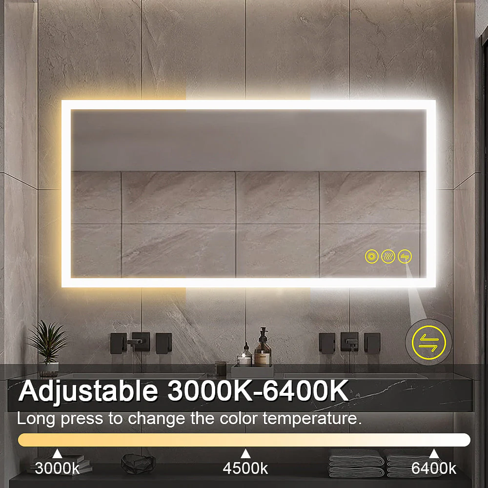 SmartGlow Dimmable LED Frameless Anti-Fog Bathroom Vanity Mirror - Image 11