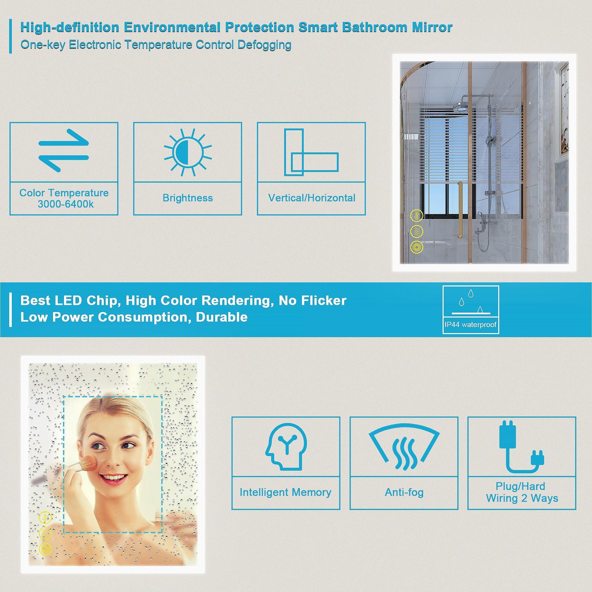 SmartGlow Dimmable LED Frameless Anti-Fog Bathroom Vanity Mirror - Image 20