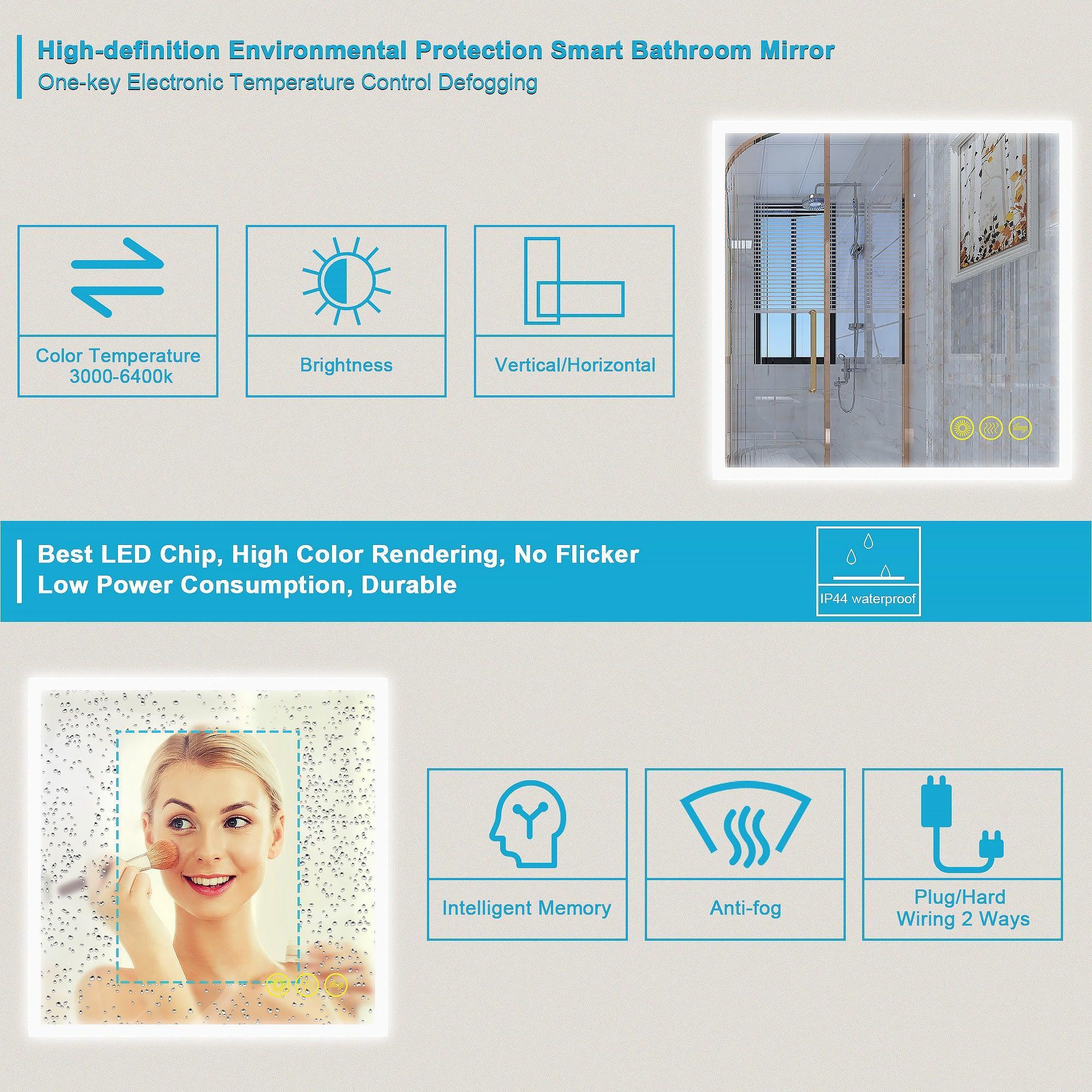 SmartGlow Dimmable LED Frameless Anti-Fog Bathroom Vanity Mirror - Image 24