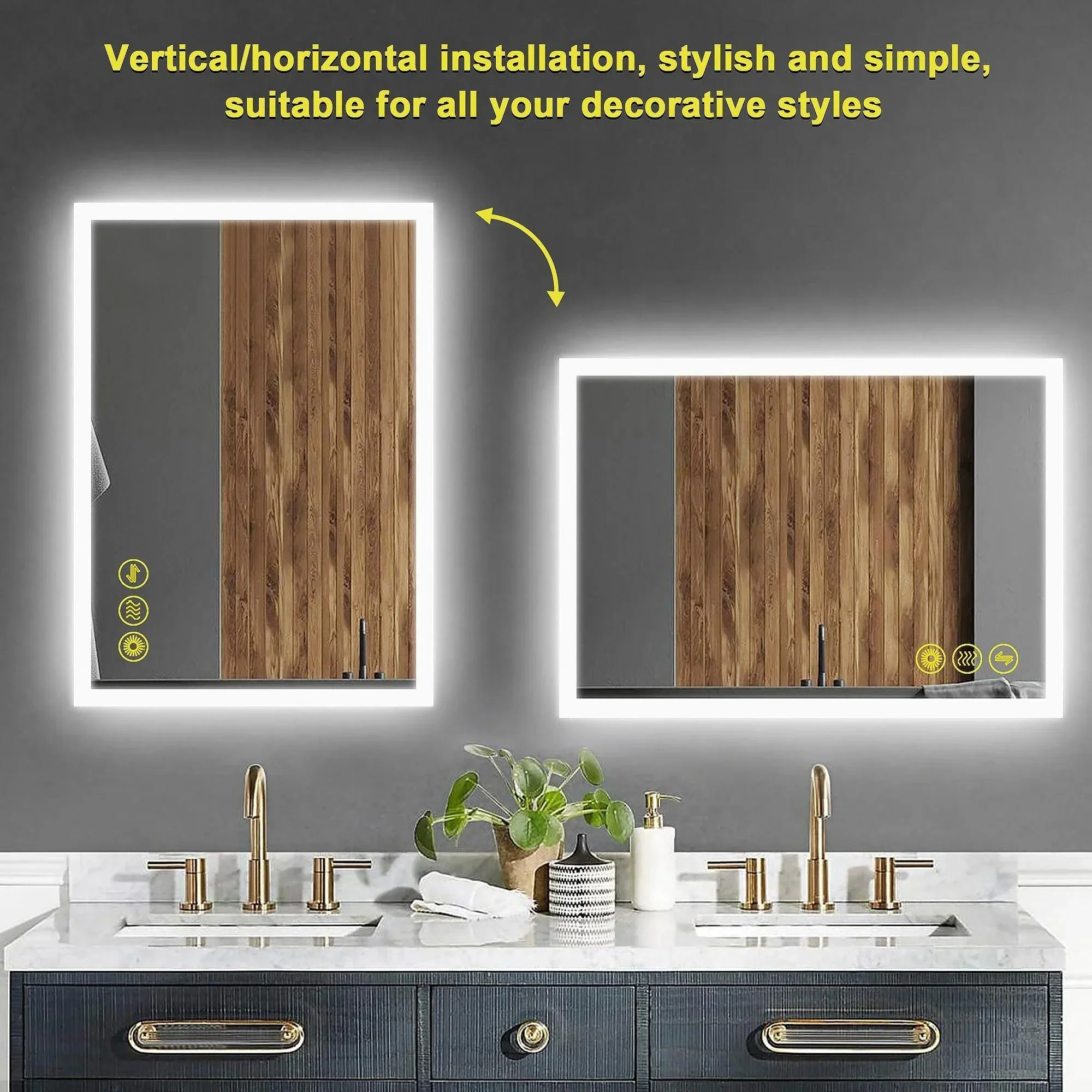 SmartGlow Dimmable LED Frameless Anti-Fog Bathroom Vanity Mirror - Image 3