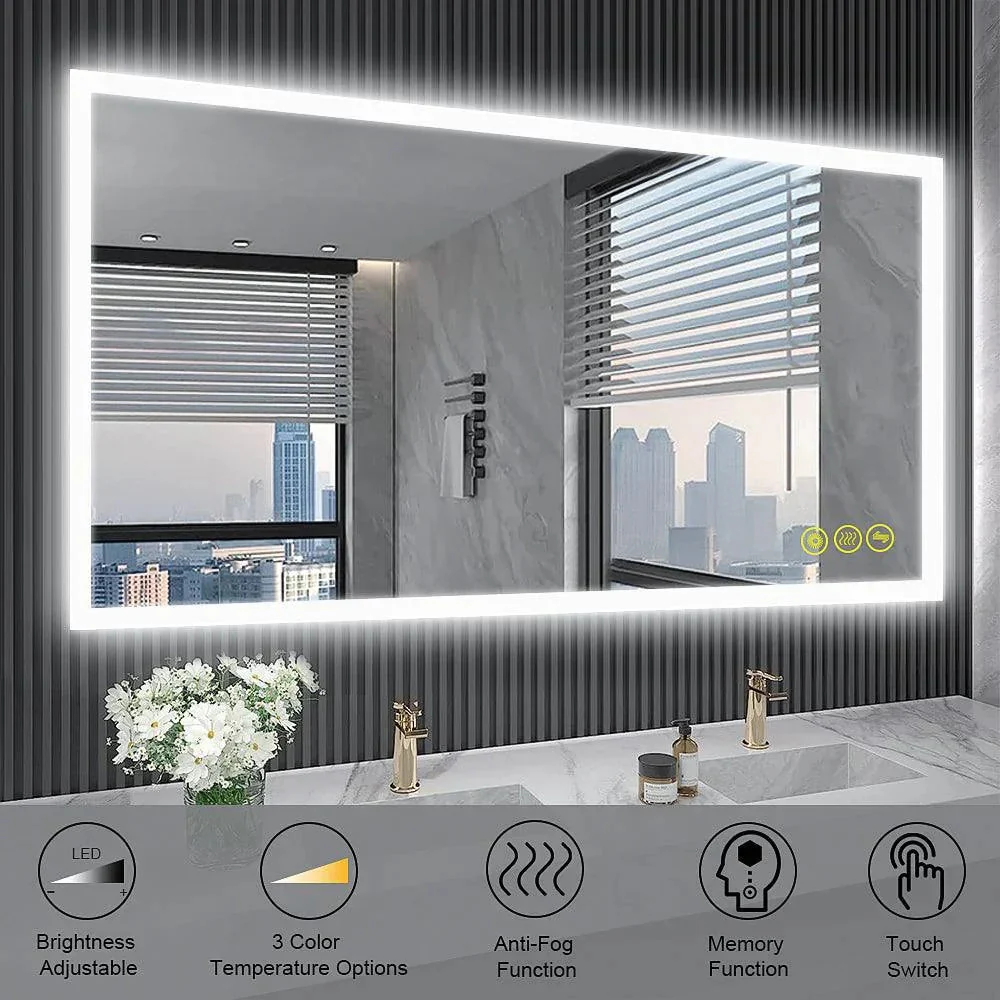 SmartGlow Dimmable LED Frameless Anti-Fog Bathroom Vanity Mirror - Image 38
