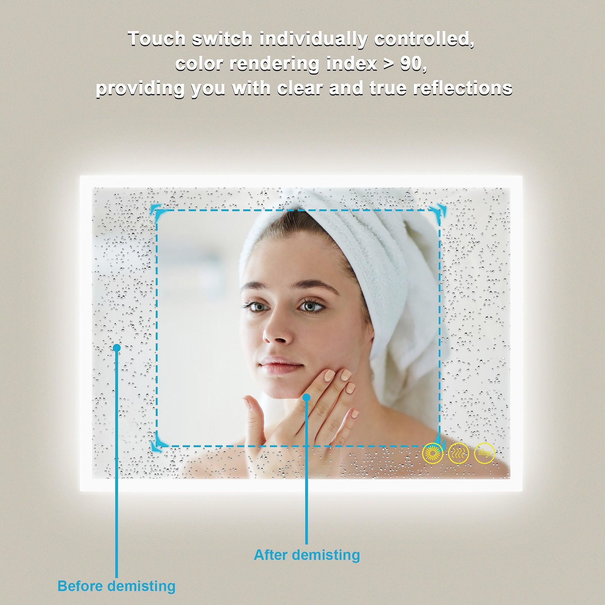 SmartGlow Dimmable LED Frameless Anti-Fog Bathroom Vanity Mirror - Image 5