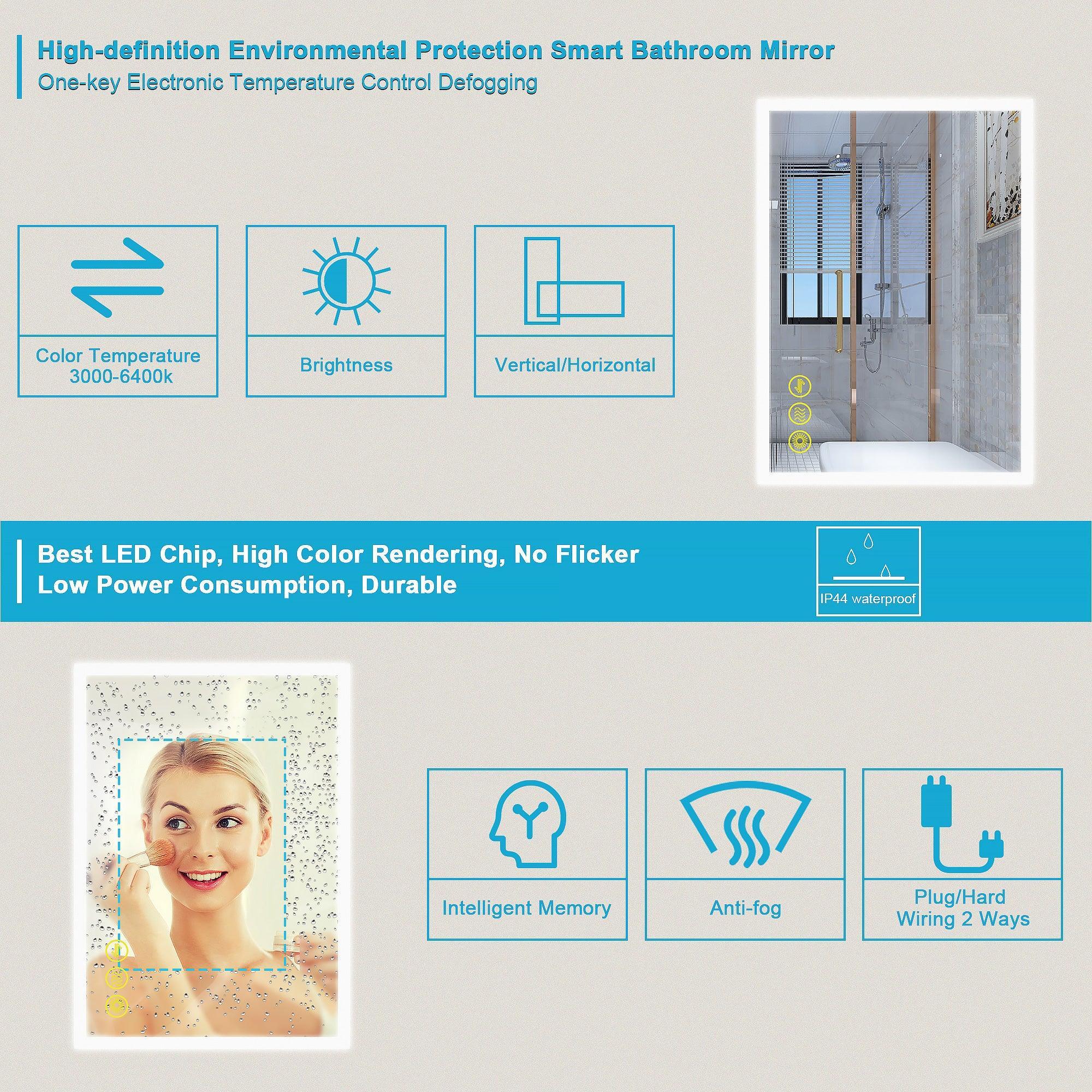 SmartGlow Dimmable LED Frameless Anti-Fog Bathroom Vanity Mirror - Image 6