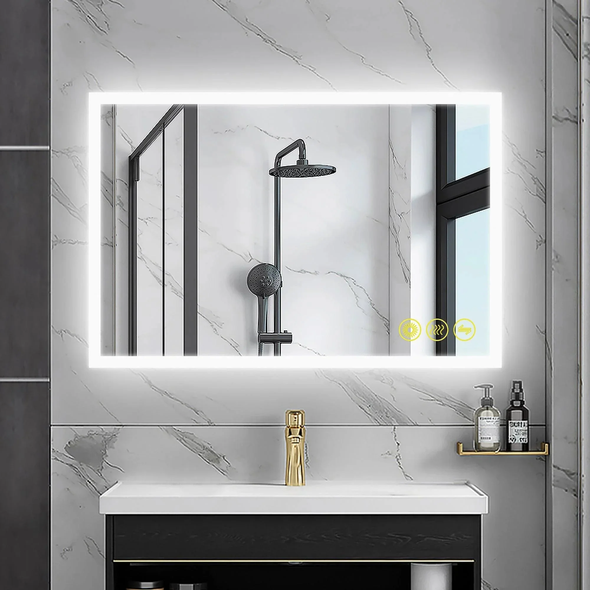 SmartGlow Dimmable LED Frameless Anti-Fog Bathroom Vanity Mirror - Image 8