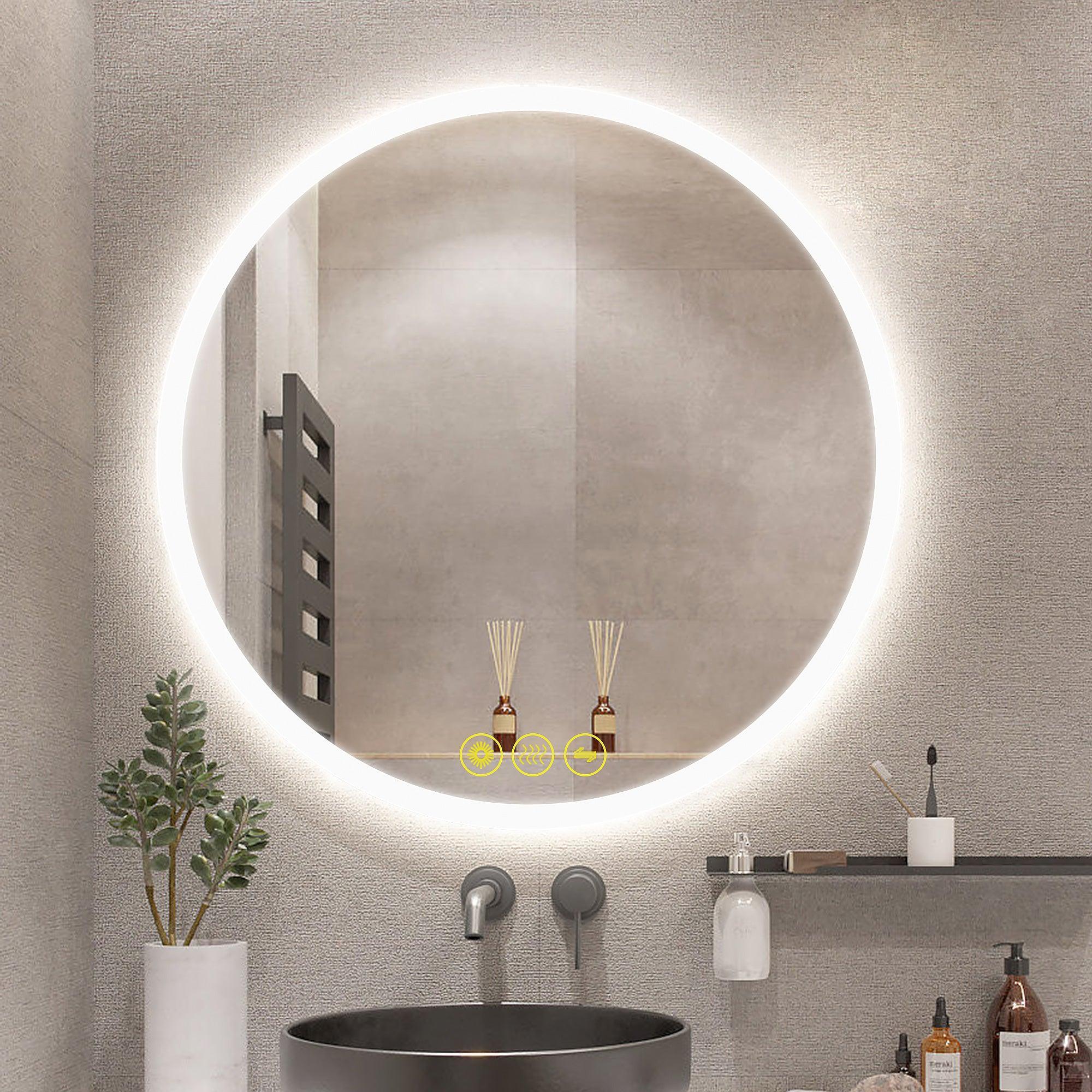 SmartReflect Modern Round LED Dimmable Anti-Fog Frameless Bathroom Vanity Mirror - Image 11