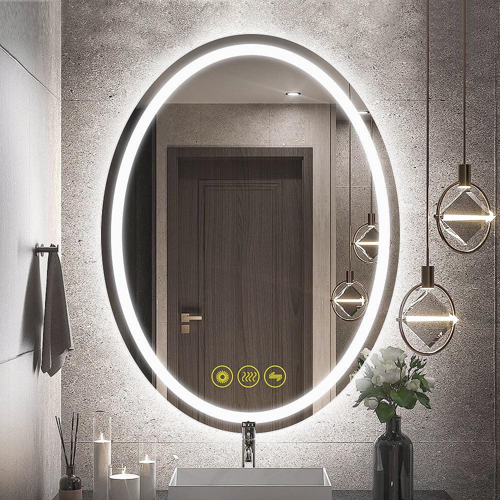 SmartReflex Oval LED Mirror Backlit 3000K-6400K Frameless Anti-Fog Dimmable Bathroom/Vanity Mirror - Image 10
